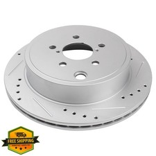 TRQ Rear Brake Rotors G Coated Drilled Slotted for 10-14 Subaru Legacy Outbac...
