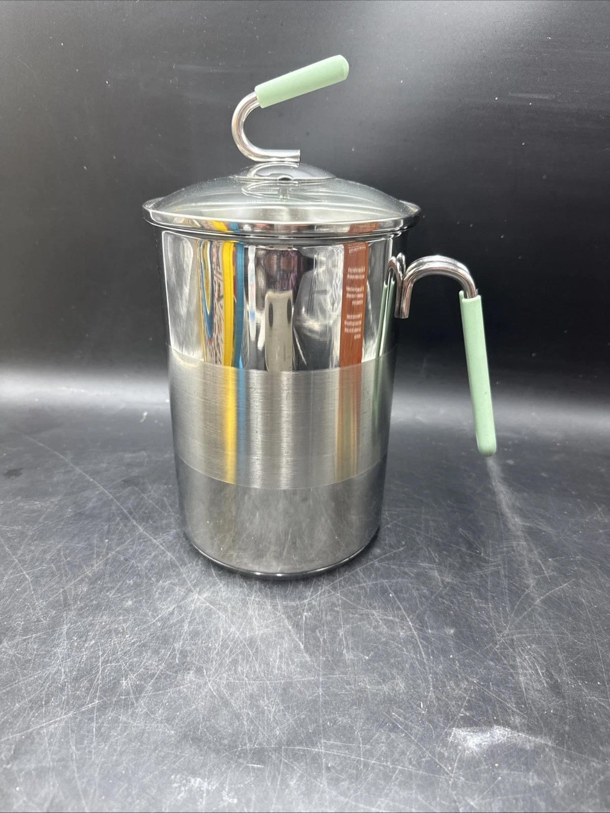 Kuhn Rikon 4th Burner 18/10. Stainless Steel. Green Handle.