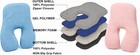 Gel polymer and memory foam car seat cushion with blue and gray layers, side zipper closure, and textured non-slip fabric.