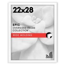 Americanflat 22x28 White Picture Frame, Polished Plexiglass, Wall Mount