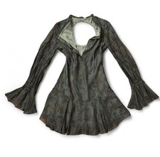 Retro Vintage Style Edwardian 60s Style Mini Dress Flare Long  Sleeve