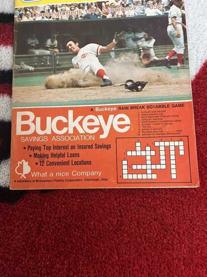 1974 Cincinnati Reds Baseball Scorecard vs San Diego Padres Unscored + 1976 - Image 3 of 4