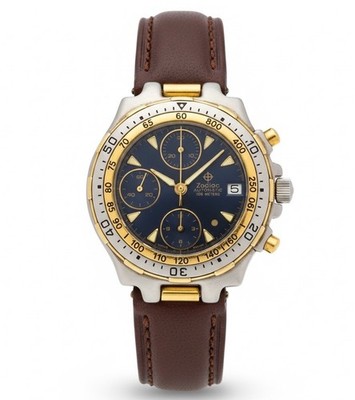 Vintage Zodiac Chronograph Watch Automatic ETA 7750 Ref 406.41.15 Men 40mm Blue