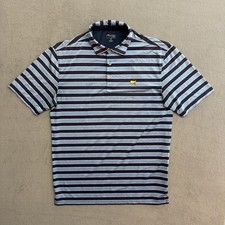 Masters Tech Polo Shirt Medium Men's Short Sleeve Golf Stretch Comfort Blue Logo