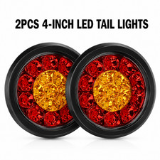 2pcs 4 Inch Round Red Amber Led Trailer Tail Lights 2pcs 4 Inch Round Red Amber Led Trailer Tail Lights