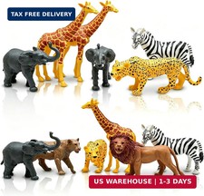 Safari Animals Figures, Plastic Zoo Animals Toys for Toddlers 1-3, Realistic Jun