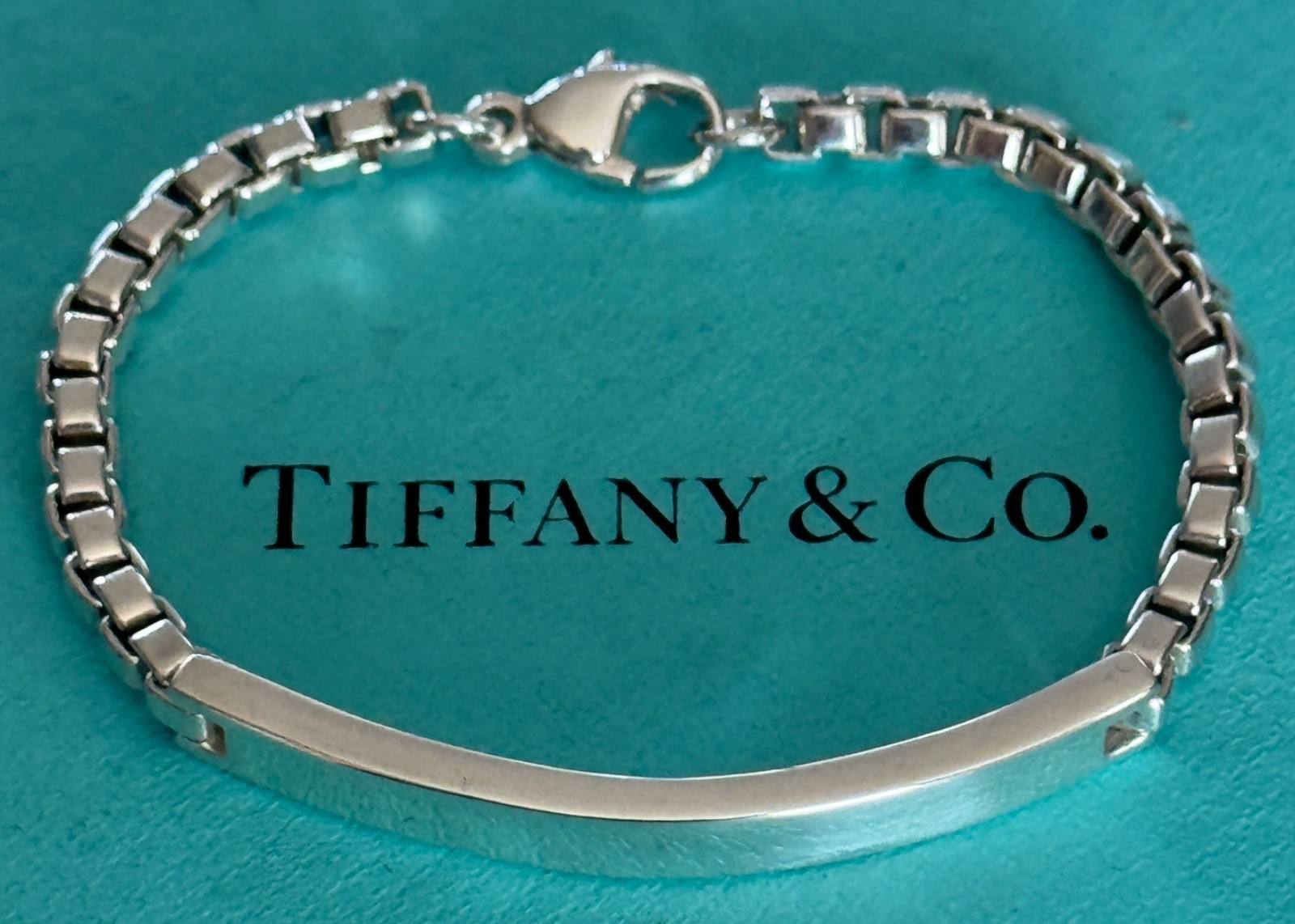 Tiffany & Co Venetian Link ID Bracelet in 925 Sterling Silver 6 5/8 Inch
