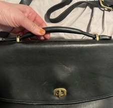 Coach Women s Black Medium Satchel Top Handle Turn Lock Detachable Strap Gold