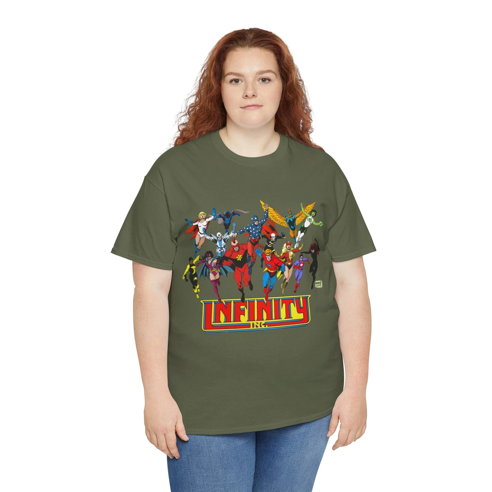Infinity Inc Shirt - Tom Grummett Art - Jade, Obsidian, Huntress - DC Comics