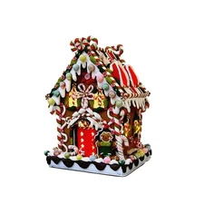 Kurt Adler Lighted Claydough Tabletop Décor, Gingerbread Candy House, 8.5"