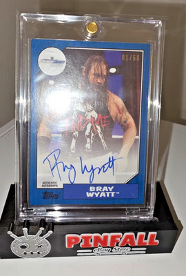 2017 Topps WWE Heritage Bray Wyatt Blue Autograph, serial-numbered 01/50.