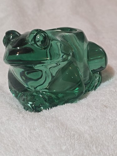 Candela votiva vintage verde Indiana vetro pesante rana tea light USA - Foto 3 di 6