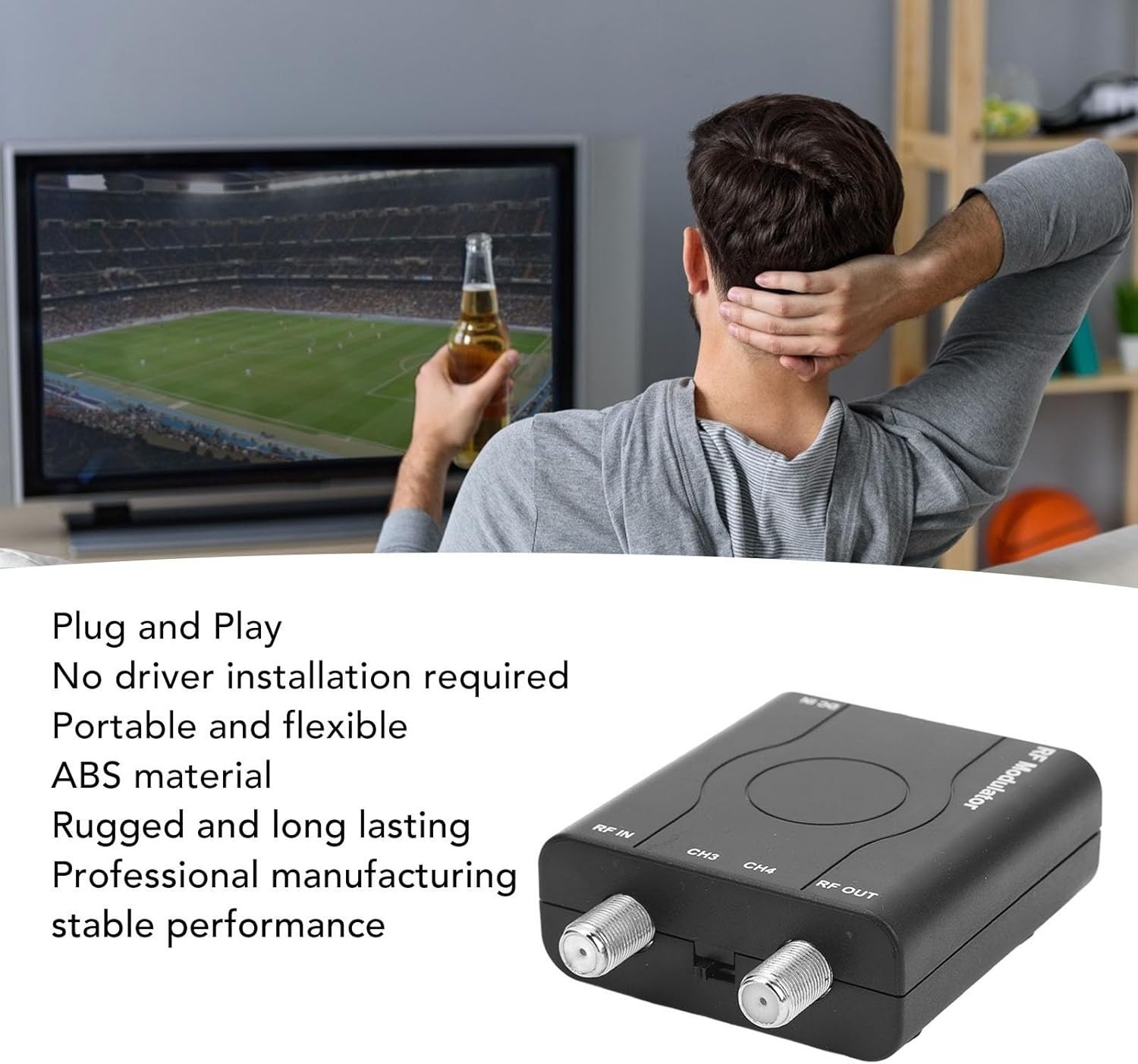 HDMI to RF Modulator, HDMI Coaxial Converter, HDM61, Supports NTSC Format Output