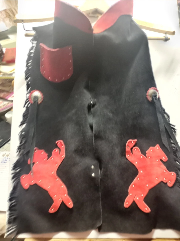 Little Outlaw Western 2 Pc Chaps And Vest Faux Suede Size Large - Image 2 of 4