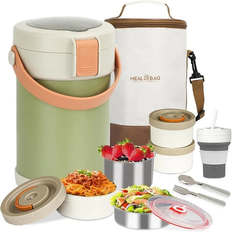 Thermo Hot Food Jar Stackable Bento Boxes Insulated Lunch Containers Adults New - Image 2 of 4