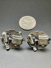 Vintage Television Camera Microphone Figural Silver Tone Cufflinks Broadcasting