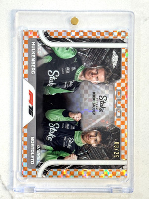 2025 Topps Chrome F1 #173 GABRIEL BORTOLETO NICO HULKENBERG Orange Checker /25