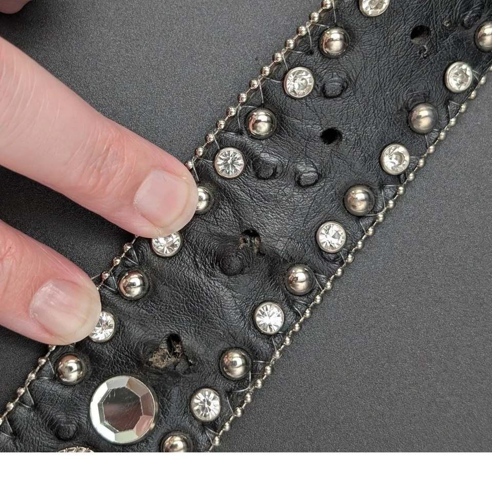 Venta al por mayor Cinturón Atlas Mujer Grande Cristal Avestruz Cruz Vaquera Occidental Bling Foto 3 de 4