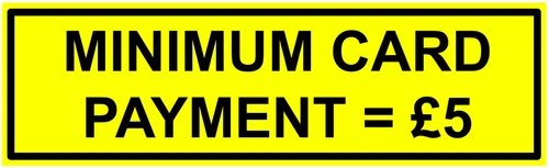 Personalised Custom Minimum Card Payment Self Adhesive Warning Vinyl Sticker