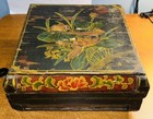 VINTAGE LACQUERWARE GIFT BOX WITH ANTIQUE CHINA CIRCA 1900s LARGE 16x16x8”