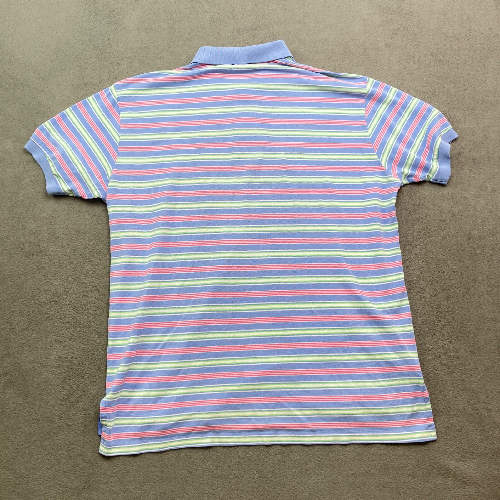 Polo Ralph Lauren vintage camicia uomo XL verde rosso blu righe pony preppy pima difetto