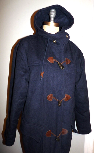 Lands' End Regular Medium 10-12 Navy Wool Hooded Toggle Coat Pischl Fabric - Picture 10 of 24