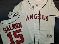 11111 Mens California Angels TIM SALMON Vintage Baseball Jersey White NWT