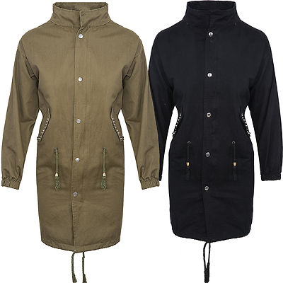 Designer Damen Parka Damen Jacke Übergangs Parka mit Print Mantel D-293 NEU S-XL