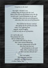'Footprints in the sand' strength & hope poem,A4 keepsake gift present