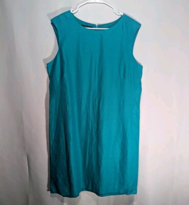Lafayette 148 NY Sz 14 Solid Blue Tank 100% Linen Short Dress Business  Summer | eBay