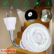 LED Motion Sensor Night Light Dusk to Dawn Flexible AC Outlet Plug-In Wall Stair