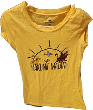 DISNEY THE LION KING Simba Pumba  Timon Hakuna Matata Yellow Shirt Youth Size M