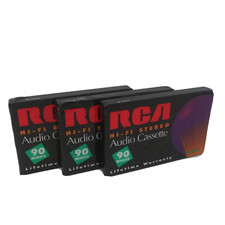 RCA Stereo Hi-Fi Blank Audio Cassette Tapes 90 Minute Lot of 3 New Sealed 2001