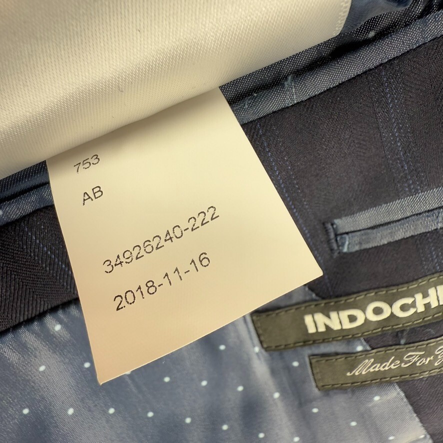 Indochino Blazer Jacket Men's 42 Blue Pinstripe Custom Sport Coat Wool Silk