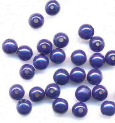 Lot De 25 Perles Rondes Nacrées Bleu Saphir - 10 Mm Preciosa France