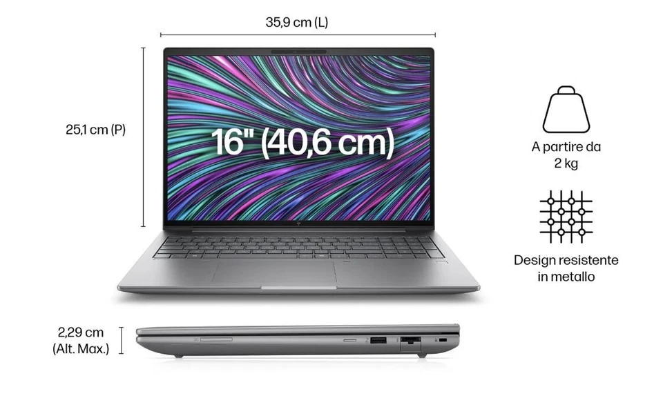 HP ZBOOK POWER 16" G11 CORE ULTRA 7 165H 32GB SSD 1TB NVME NVIDIA RTX 2000 8GB - Immagine 4 di 4