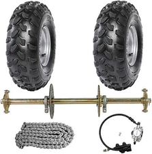 32" Go Kart Rear Live Axle Kit 8" Wheels Sprocket 4 Stud Wheel Hub Brake Golf Ca