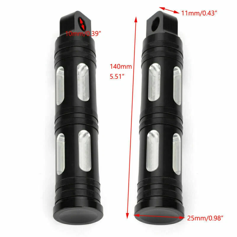 CNC Cut Motorcycle Black Foot Pegs Fit for Chopper Touring Sportster CN #3 - Image 2 of 4