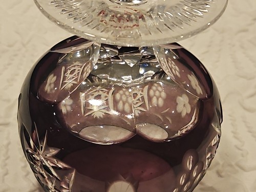 Vintage Nachtmann Traube Marsala Kristall Schnaps Schnäber geschliffen auf klar lila - Bild 5 von 6