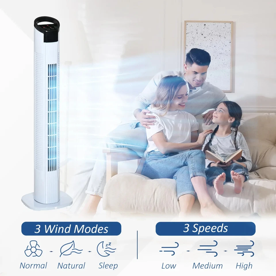Freestanding Tower Fan, 3 Speed 3 Mode, 7.5H Timer, Oscillating, LED - Image 4 of 4