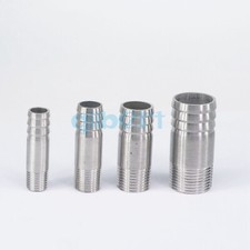 LOT2 1/8" 1/4" 3/8" 1/2" BSP Male 304 Stainless Pipe Fitting Hose Barb Connector