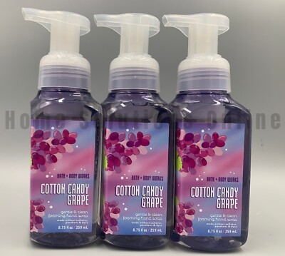 Bath & Body Works Cotton Candy Grape Gentle Clean Foaming Hand Soap S/3 #9177