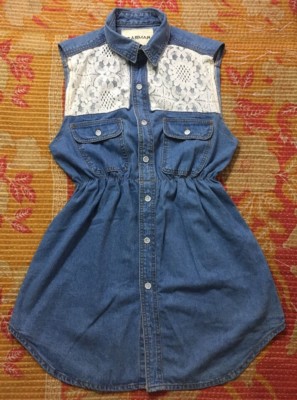 white christmas dresses Ellie Denim Mini Dress - Indigo Lace Trim