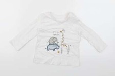George Baby White Geometric 100% Cotton Pullover T-Shirt Size 6-9 Months Round N
