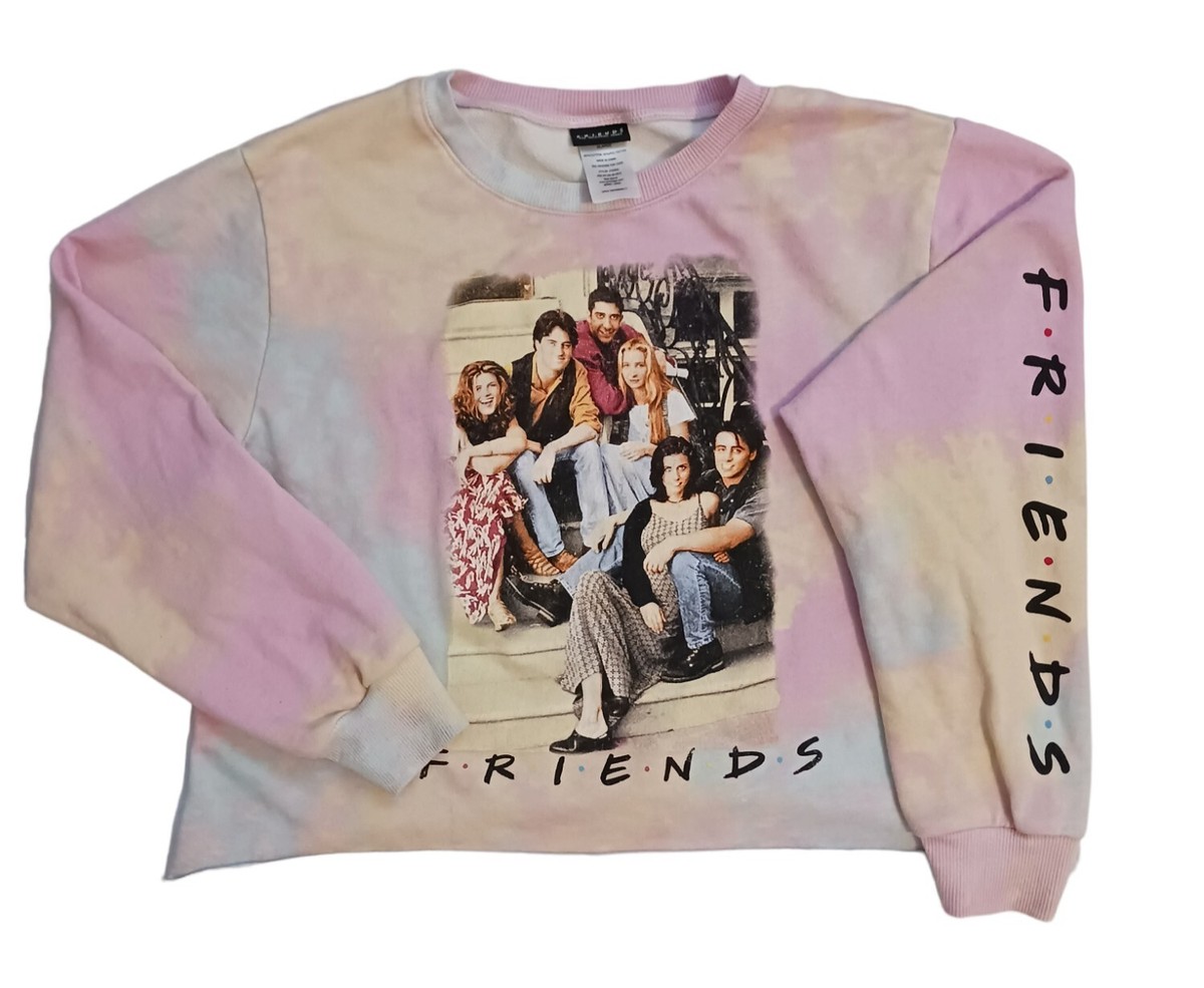 Friends Sweatshirt Women's Large Tie Dye Cropped Raw Hem Jerry Leigh