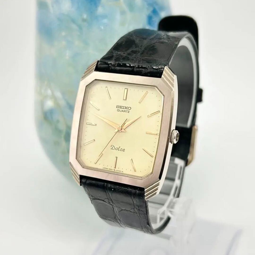 SEIKO Dolce 5931-5430 Gold Qz 30mm Mens Watch Japan Used Rare