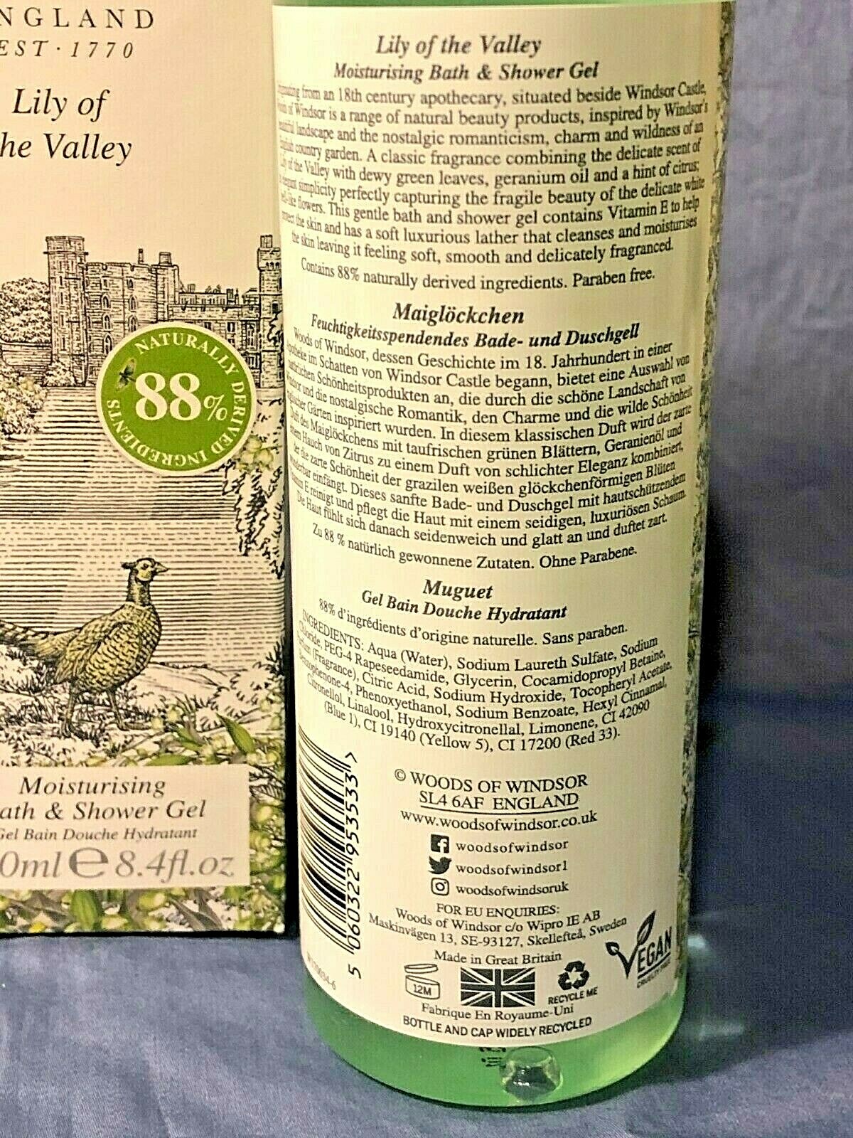 Woods of Windsor~LILY OF THE VALLEY or TRUE ROSE~Bath & Shower Gel~8.4fl oz~NIB