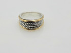 David Yurman Two-Tone 3 Rope 13mm Cable Band Ring Silver & 18k Gold Size 6 — photo 4