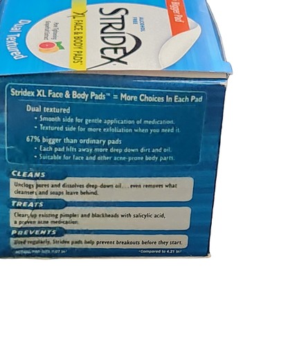 Stridex XL Face Body Pads 90 Count Alcohol Free Max Strength - 第 3/4 張圖片