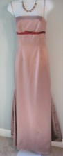Jim Hjelm Occasions Prom Gown Rose Gold Satin High Inverted Side Pleat B-32" EC